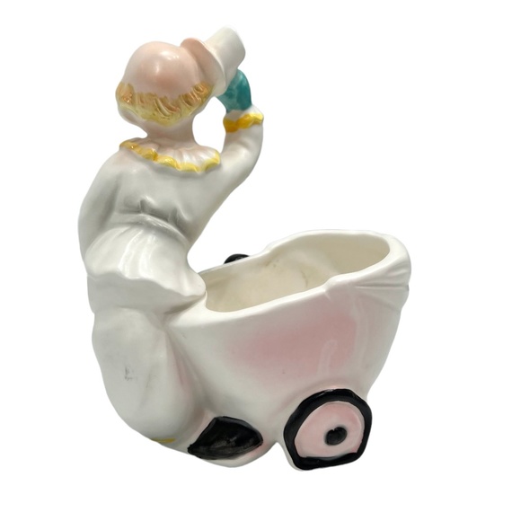 VINTAGE INARCO CLOWN WITH BABY CARRIAGE PLANTER #E-1683 - Picture 7 of 16